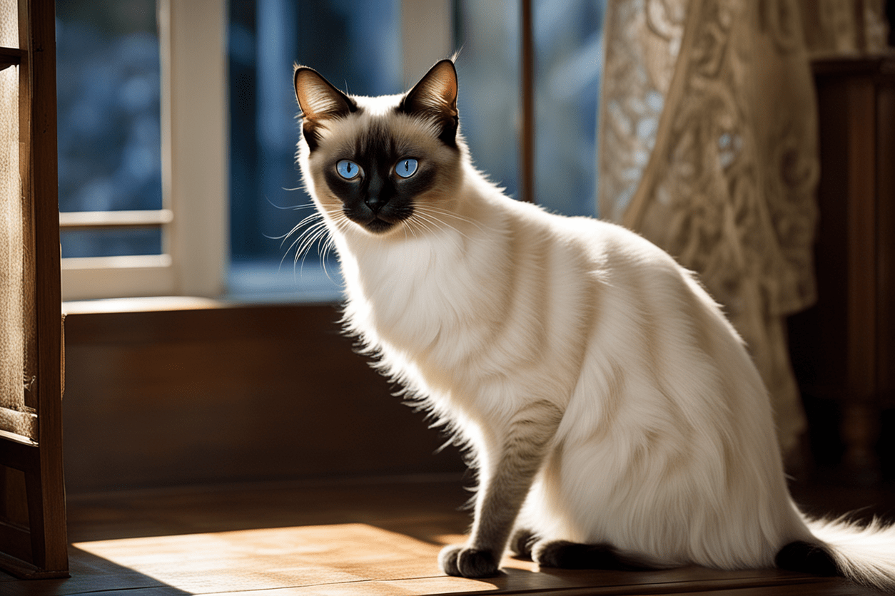 The Balinese cat originated in the United States as a long-haired mutation of the Siamese breed.